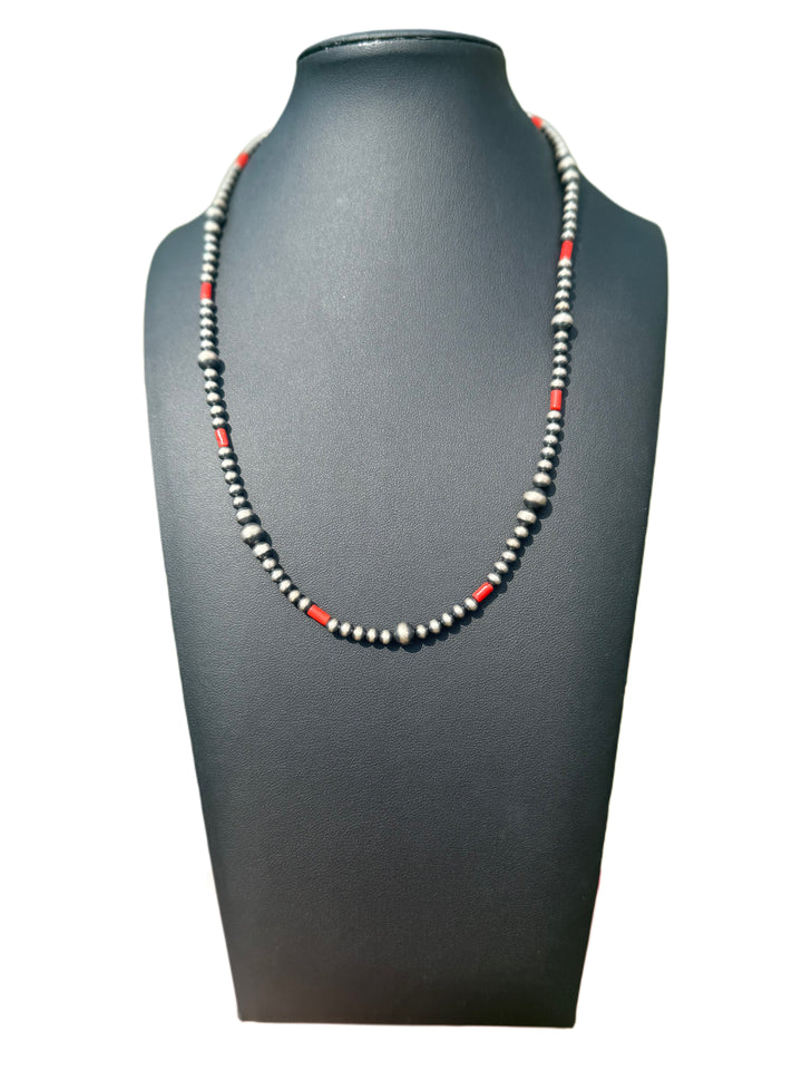 18” Coral + Navajo Pearls