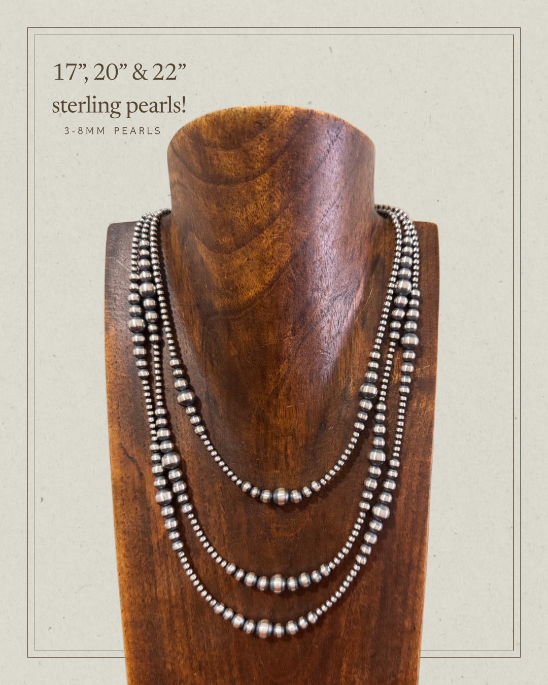 17” 20” & 22” sterling pearls