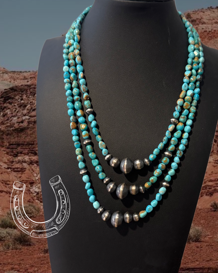 16”, 18”, 20” kingman beaded and Navajo pearl necklace